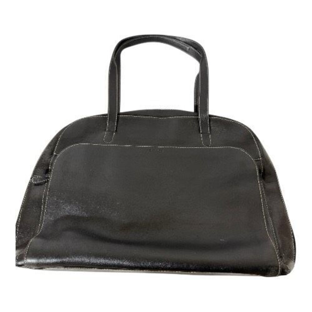 Lodis Leather Black Compartment Zipper Computer Laptop Shoulder Bag